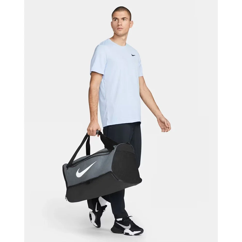 Nike Brasilia 9.5 DH7710-068 Unisex OS Gray Black Training Duffel Bag FLW099